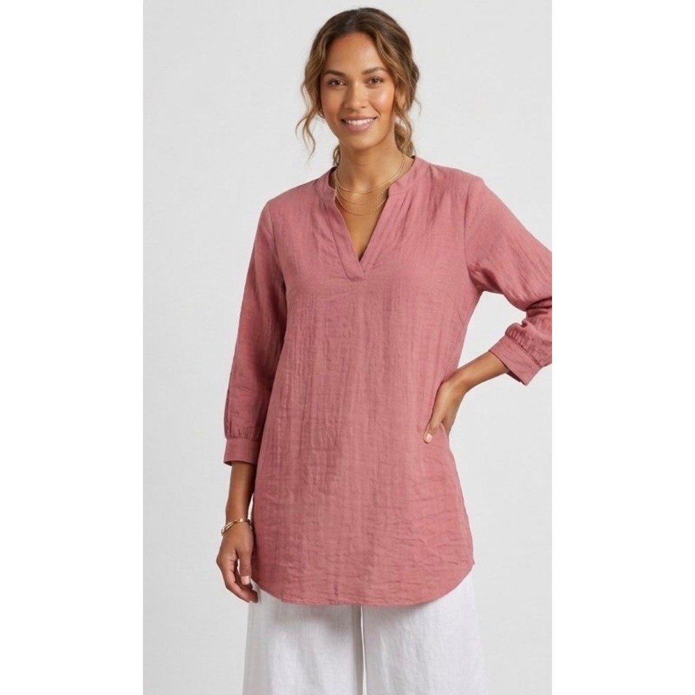 Cupshe Live Life On The Beach Tunic Dress Rose Pink 3/4 Sleeve Size M NEW